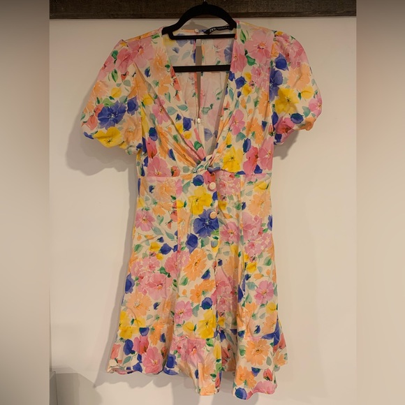 Zara - Floral Print Mini Dress - Picture 6 of 8